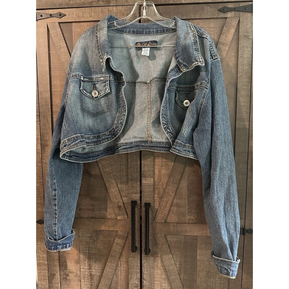 AB Jeans Womens Cropped Button Jean Jacket Coat Size 3x